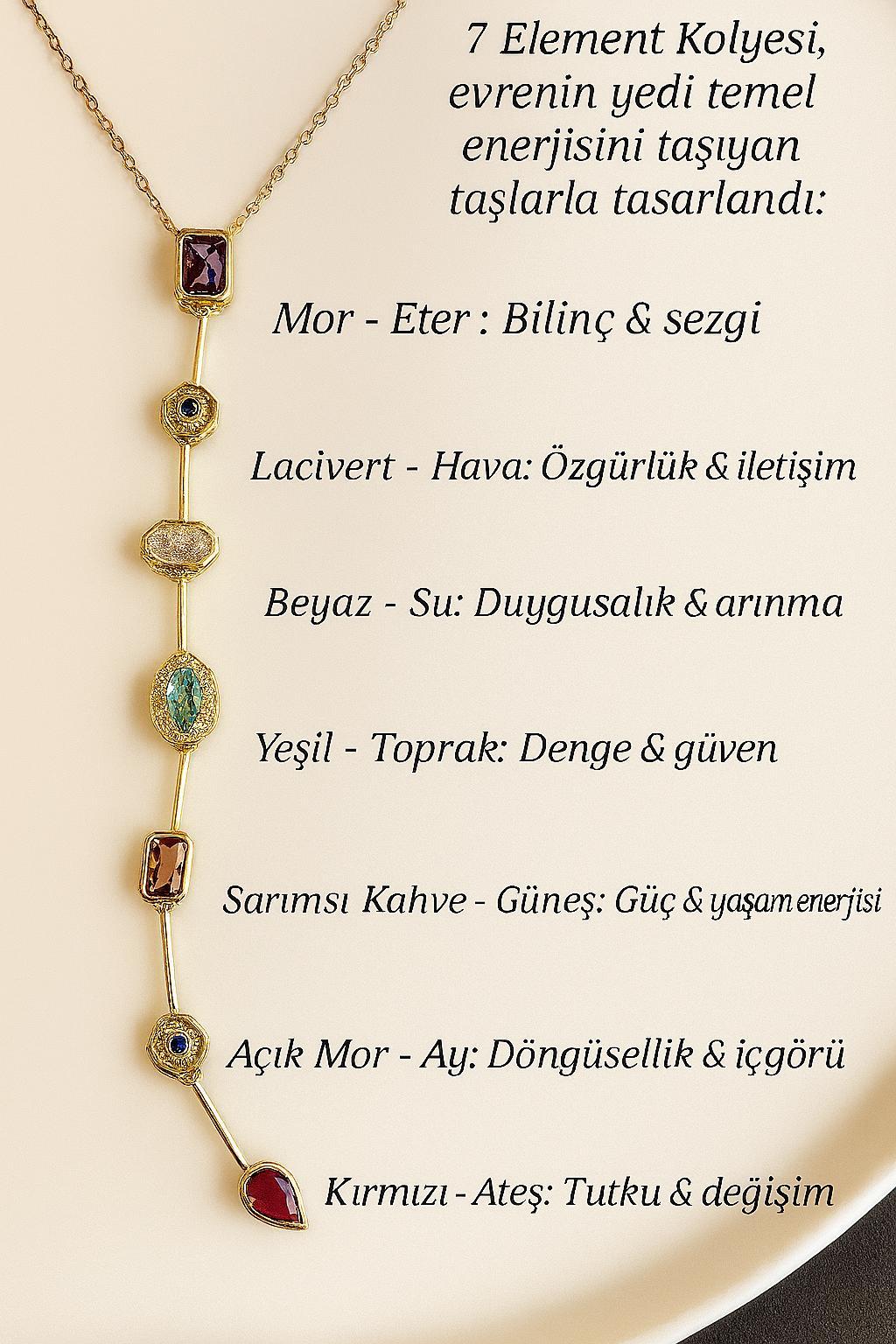 7 Element Kolyesi (Sepette Van Cleef Bileklik Hediyeli)