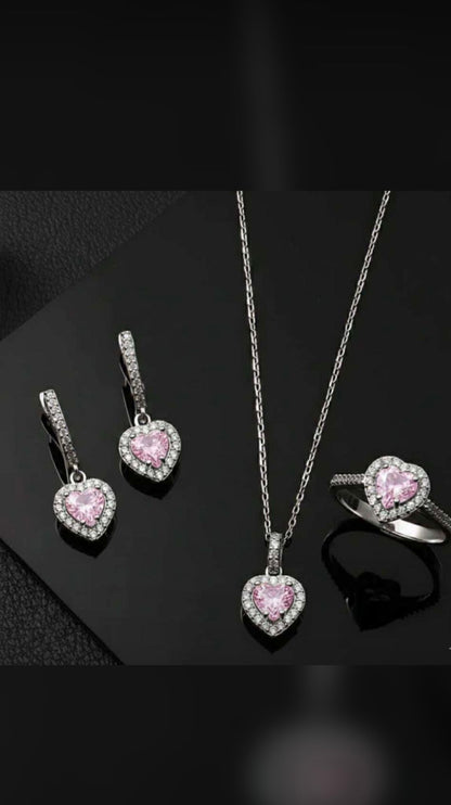 Ayarlanabilir Yüzük hediyeli Kalpli Set