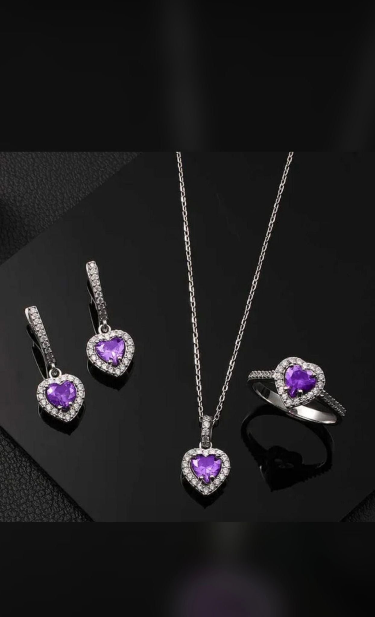 Ayarlanabilir Yüzük hediyeli Kalpli Set